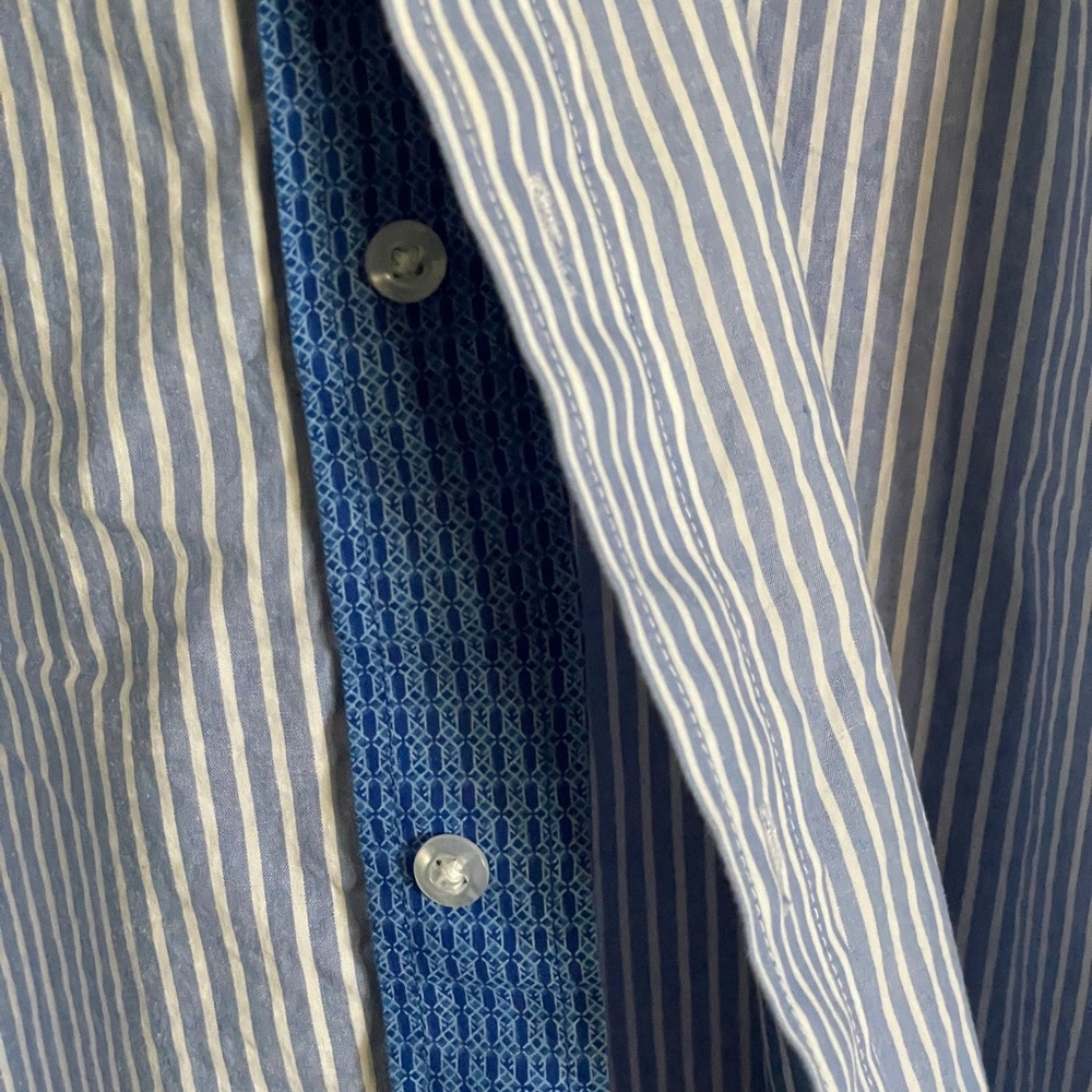 Vintage Panhandle Slim Blue Striped Shirt Button Front 1 Pocket Men's Size XXL - Picture 8 of 12